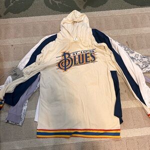 St. Louis Blues Hooded Long-Sleeve Pullover - Cream/Navy